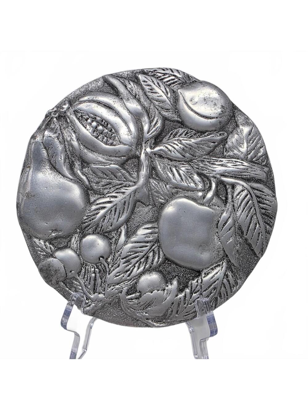 Vintage Cast Aluminum Fruit Trivet Raised Relief Kitchen Hot Plate